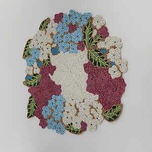 Lot of 4 zarimoon handmade beaded placemats floral